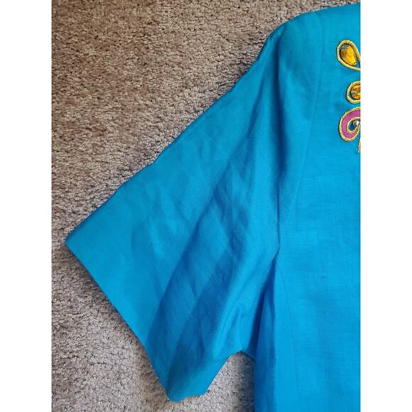 Vintage Anne French Aqua Beaded Jewels Skirt Set Deadstock NWT, Plus Size 16 - Picture 6 of 13